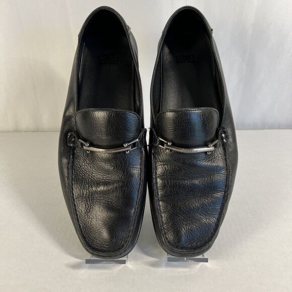 Hugo Boss Men Leather Dress Shoe Loafers size 9 Black